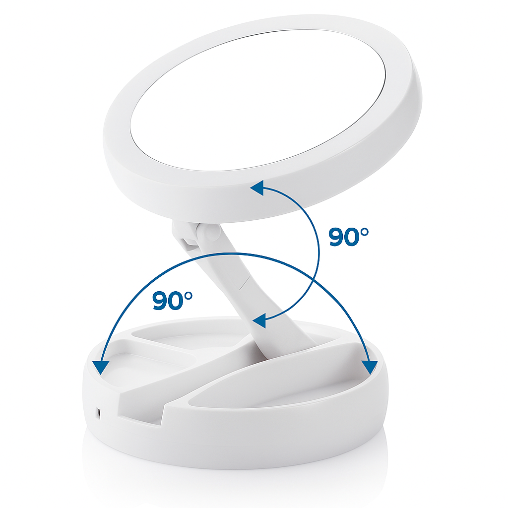 LumiLens | Double-Sided Magnifying Mirror – LED Illumination – 10× Magnification – Makeup & Tweezing