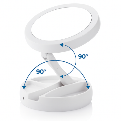 LumiLens | Double-Sided Magnifying Mirror – LED Illumination – 10× Magnification – Makeup & Tweezing