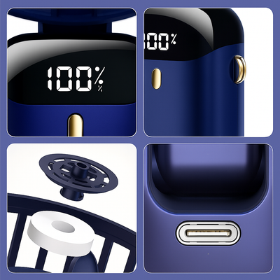 AeroChill | Mini Handheld Fan – Long-Life Battery – Quiet 5-Speed Airflow – Ideal for Travel & Desk Use