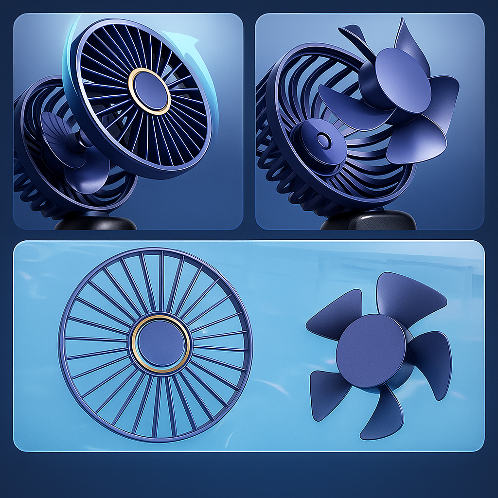 AeroChill | Mini Handheld Fan – Long-Life Battery – Quiet 5-Speed Airflow – Ideal for Travel & Desk Use