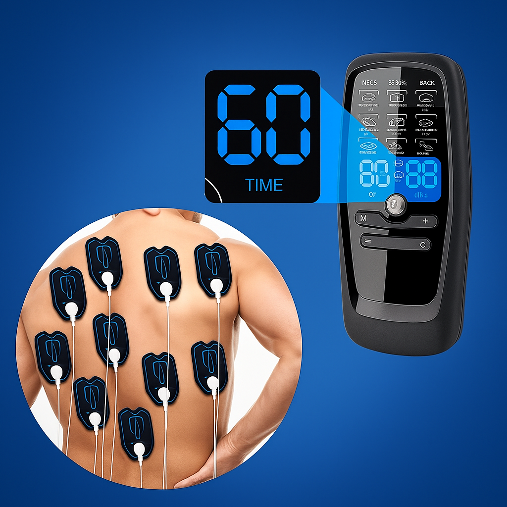 StimEase | Muscle Stimulator EMS – Intense Pain Relief – USB-Powered 10 Pads – Back & Shoulder Discomfort