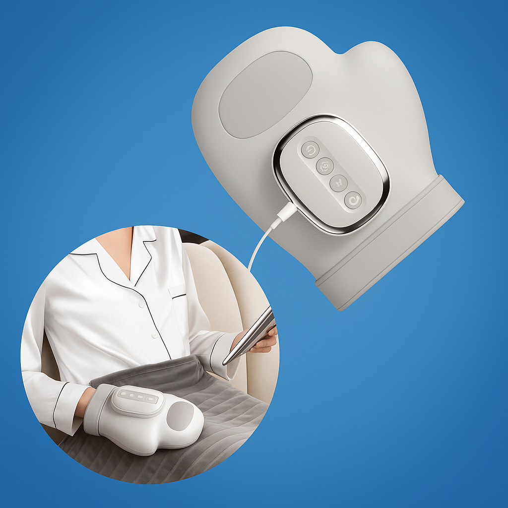 CalmPulse | Hand Compression Massager – Heat Relief Device – Cordless USB-Rechargeable – Ideal for Carpal Tunnel