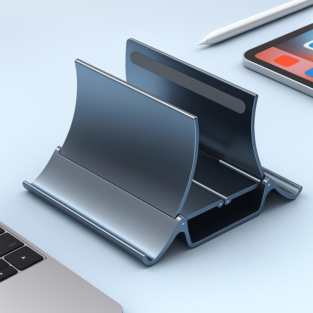 Deskform | Vertical Laptop Stand – Adjustable Aluminium Design – Space-Saving Cooling Holder for Workstations
