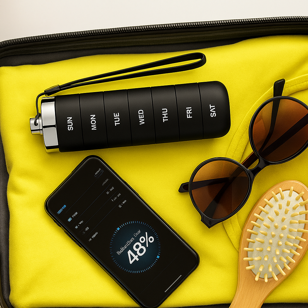 DoseGuard | Weekly Pill Organiser – Moisture-Proof Metal Case – 7-Day Clear Label Design – Travel Friendly for Adults & Seniors