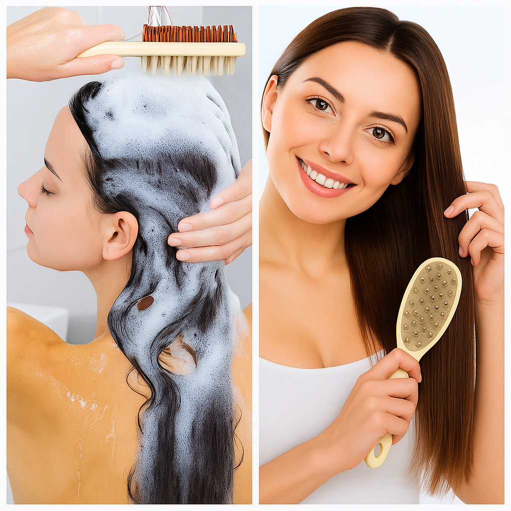 ScalpLuxe | Double-Sided Shampoo Brush – Silicone Scalp Massager – Deep Clean for Oily Hair & Sensitive Scalp