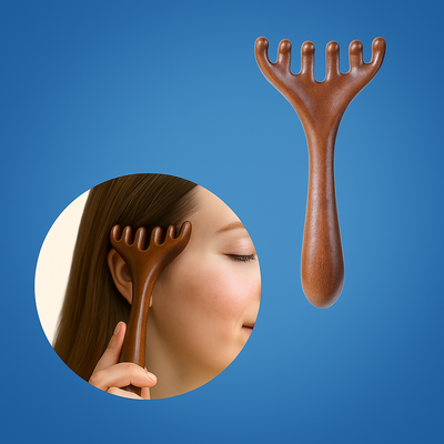 CalmiWood | Natural Sandalwood Head Massage Comb – Anti-Static Meridian Design – Gentle Scalp Stimulation – Relaxation & Hair Care