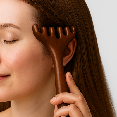 CalmiWood | Natural Sandalwood Head Massage Comb – Anti-Static Meridian Design – Gentle Scalp Stimulation – Relaxation & Hair Care