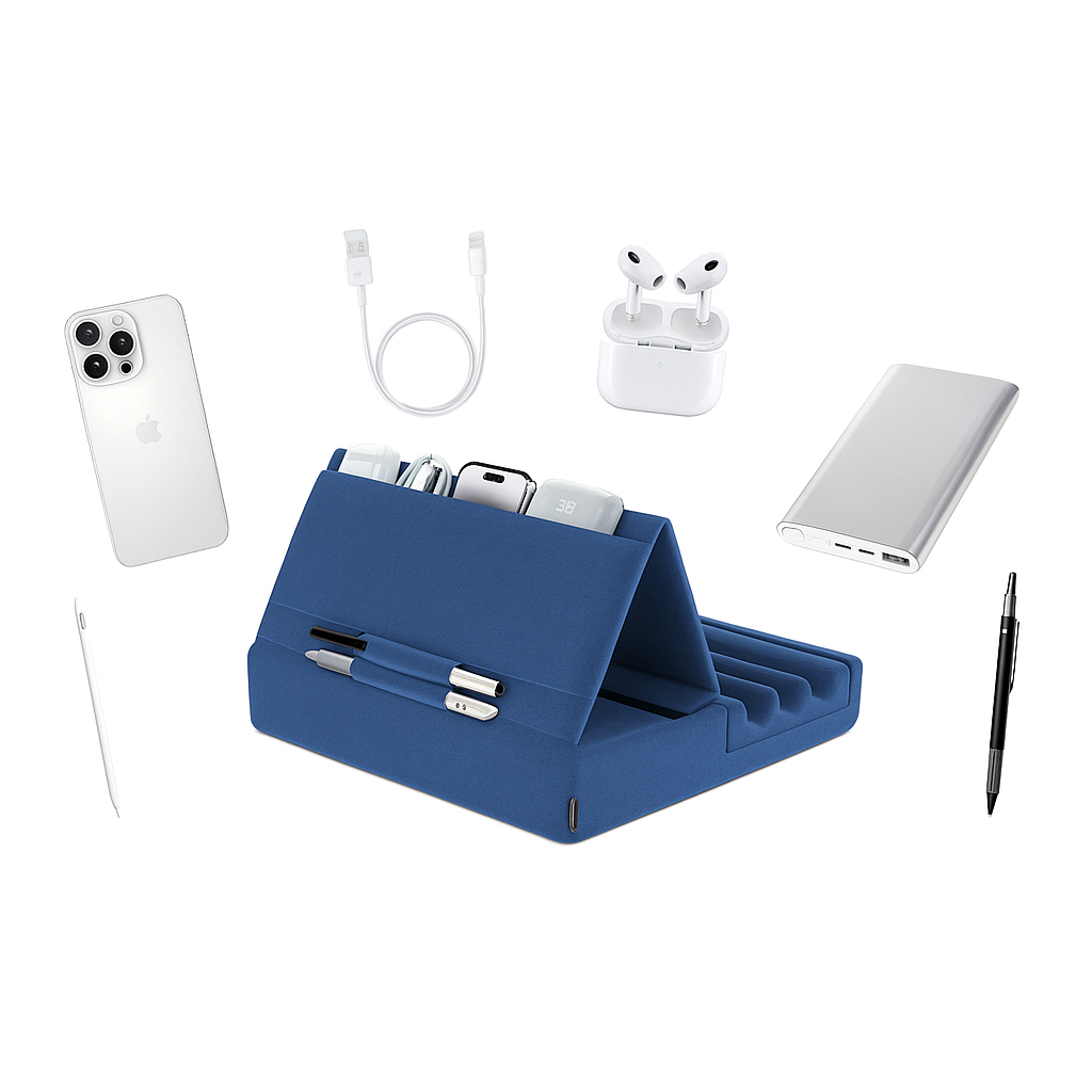 ViewEase | Foldable Tablet Pillow Stand – Adjustable Hands-Free Holder – Soft Cushioned Support with Pocket – Home & Travel Use