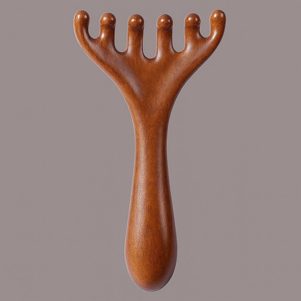 CalmiWood | Natural Sandalwood Head Massage Comb – Anti-Static Meridian Design – Gentle Scalp Stimulation – Relaxation & Hair Care