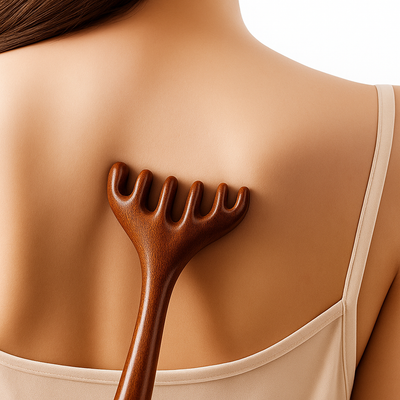 CalmiWood | Natural Sandalwood Head Massage Comb – Anti-Static Meridian Design – Gentle Scalp Stimulation – Relaxation & Hair Care