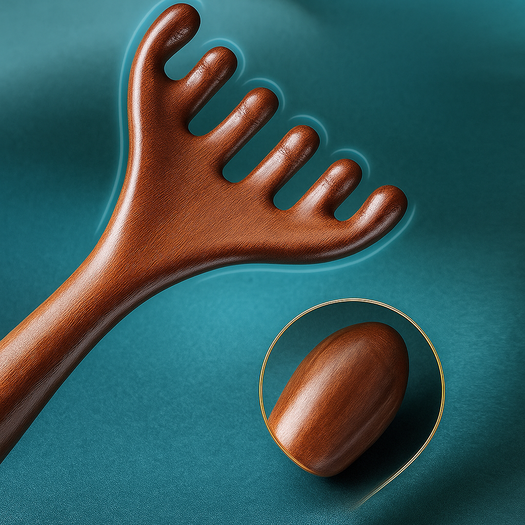 CalmiWood | Natural Sandalwood Head Massage Comb – Anti-Static Meridian Design – Gentle Scalp Stimulation – Relaxation & Hair Care