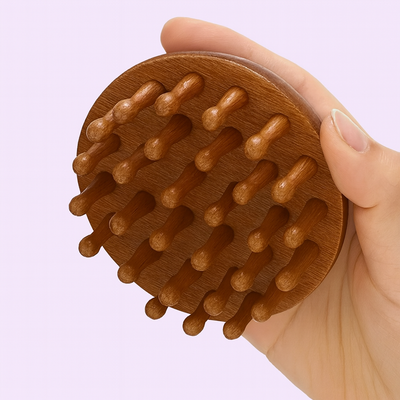 CalmCrown | Scalp Massager Comb – Stress-Relief & Hair Health – Natural Sandalwood Wide-Tooth – Home Office Travel Use