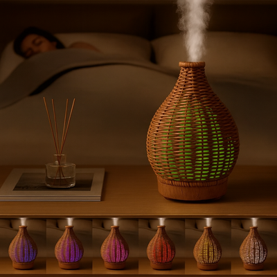 CalmMist | Humidifier & Essential-Oil Diffuser – Dry-Air Relief for Bedroom & Nursery – Quiet USB 5 V – 80 ml Stylish Vase Design