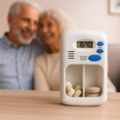 MediPrompt | Pill Organiser Alarm Box – Medication Reminder with Timer – Portable & Easy to Use – Daily Health Support
