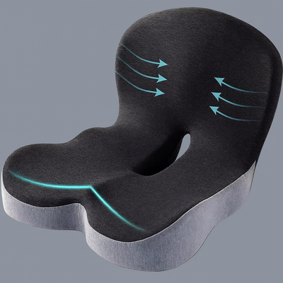 SeatRelief | Seat Cushion – Lumbar & Coccyx Pain Relief – Memory Foam Non-Slip Support – Office Car Home Use