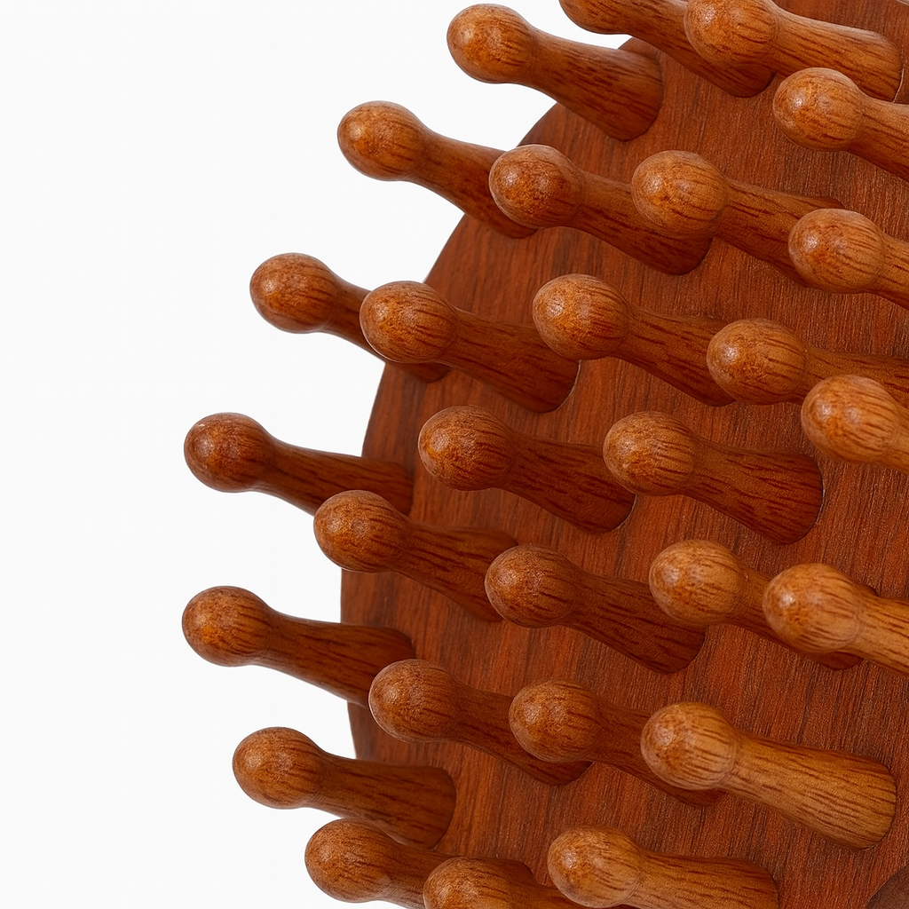 CalmCrown | Scalp Massager Comb – Stress-Relief & Hair Health – Natural Sandalwood Wide-Tooth – Home Office Travel Use