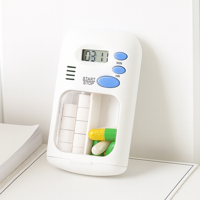 MediPrompt | Pill Organiser Alarm Box – Medication Reminder with Timer – Portable & Easy to Use – Daily Health Support