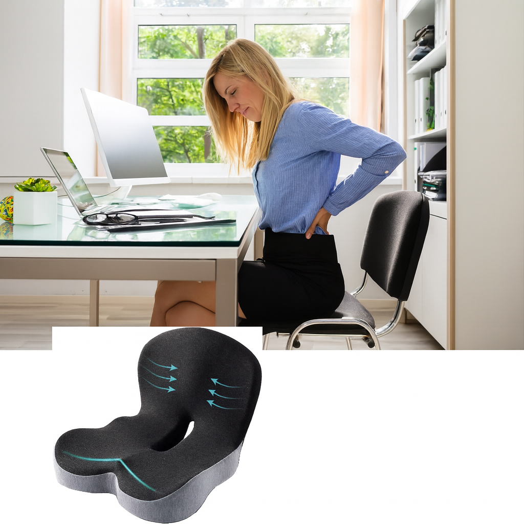 SeatRelief | Seat Cushion – Lumbar & Coccyx Pain Relief – Memory Foam Non-Slip Support – Office Car Home Use