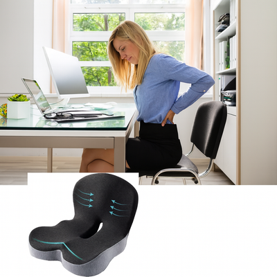 SeatRelief | Seat Cushion – Lumbar & Coccyx Pain Relief – Memory Foam Non-Slip Support – Office Car Home Use
