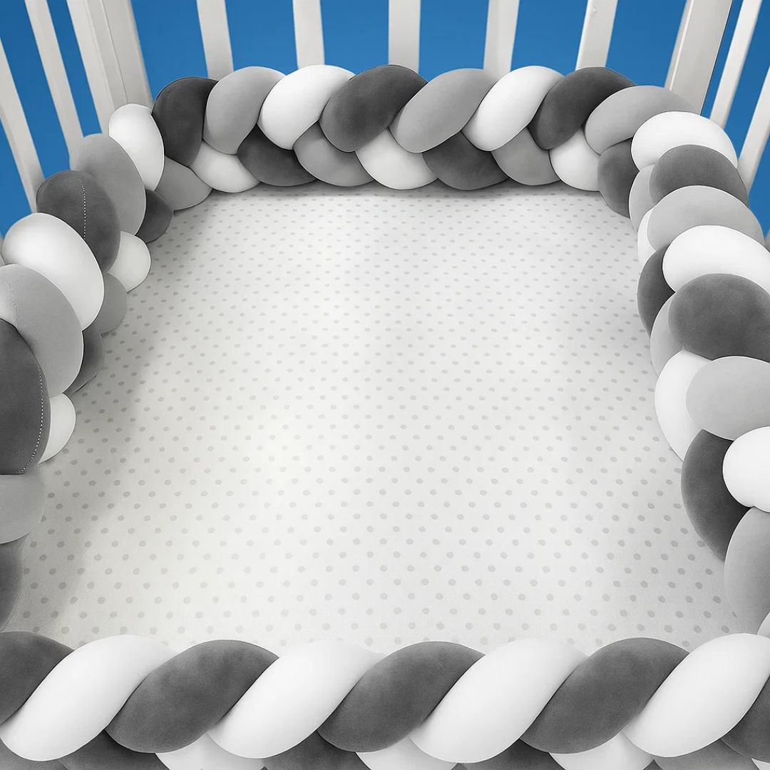 SnugNest | Braided Cot Bumper – Breathable Cotton – Soft Cushioning – Newborn Nursery Safety