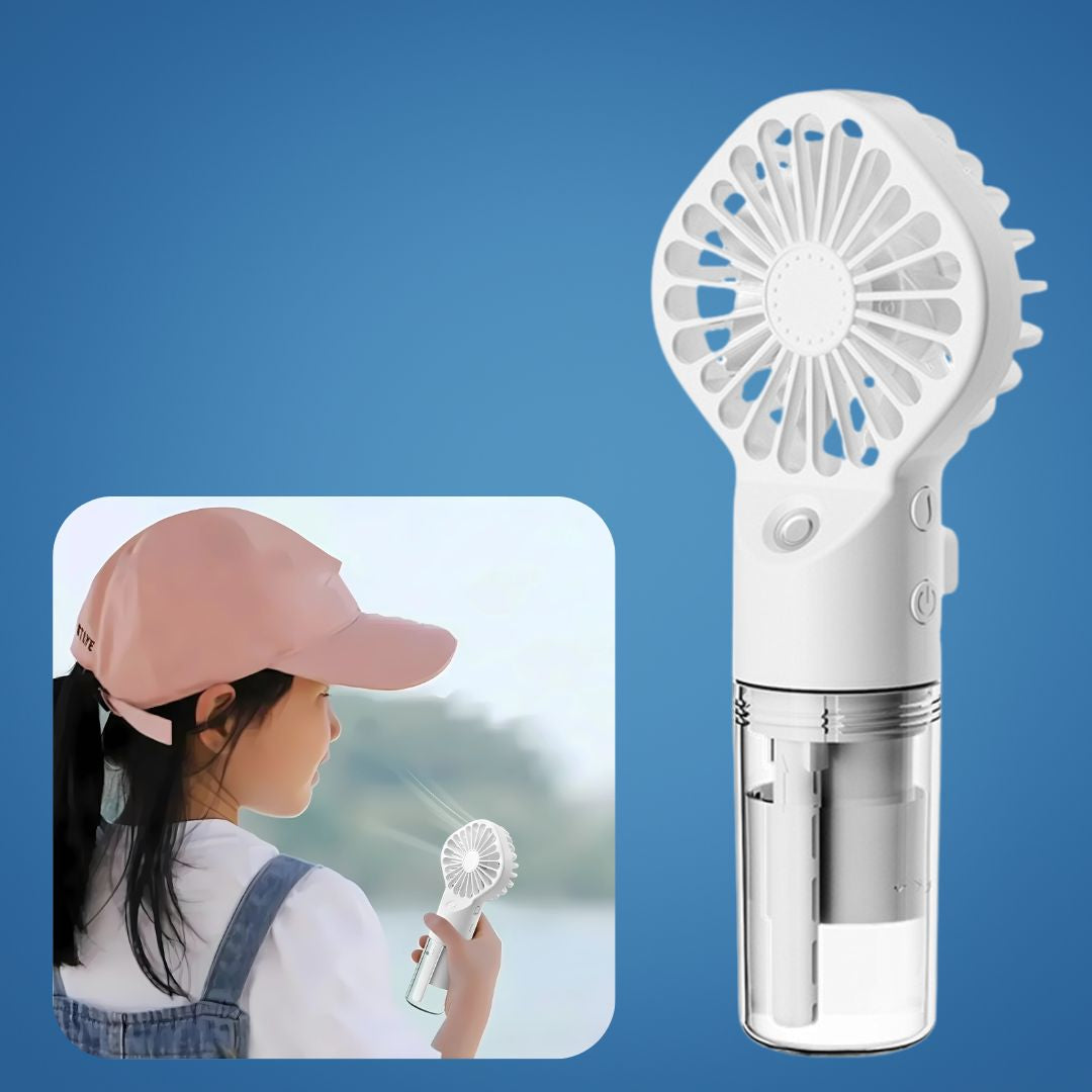 CoolMist | Misting Handheld Fan – Portable Cooling Mist Spray – Transparent Tank – USB Rechargeable – Beat Heat & Stay Cool Outdoors