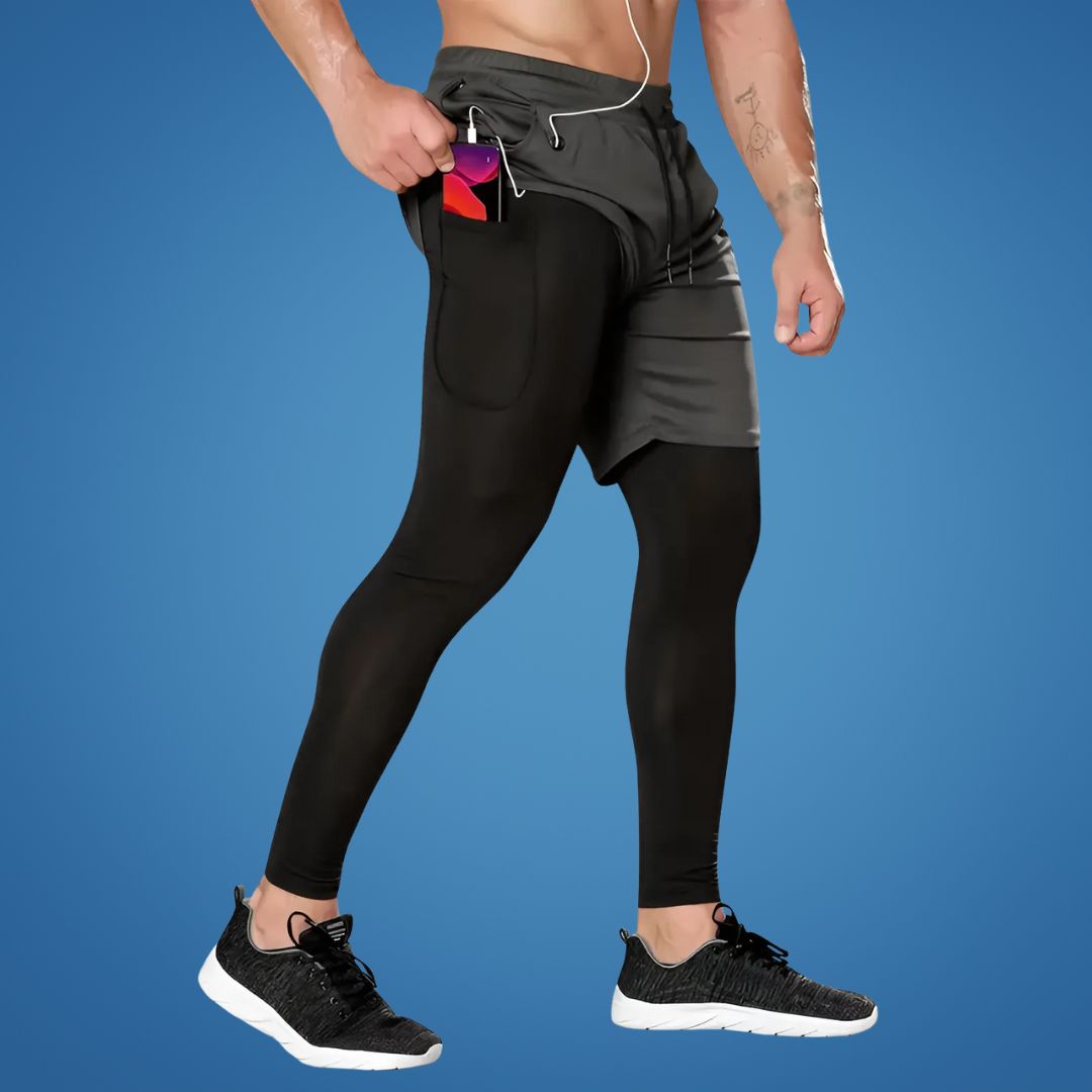 FlexStride | Men's 2-in-1 Running Shorts – Compression Support – Breathable Quick-Dry Fabric – Ideal for Gym & Fitness