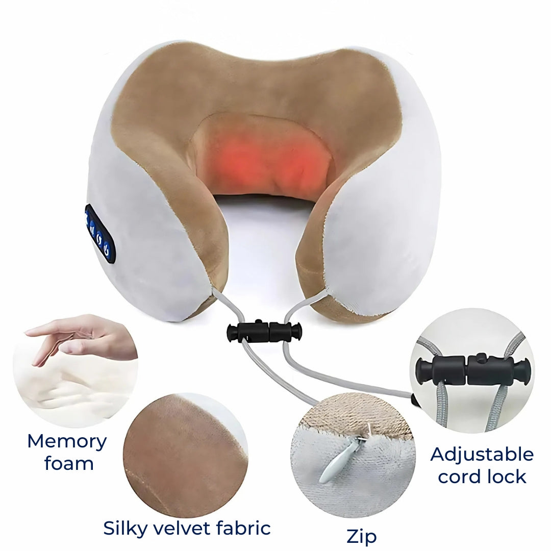 Eleviva | U-Shaped Neck Massager – Travel Pillow with Memory Foam – Elevation – Back Support – Snoring – Legs – Relaxation