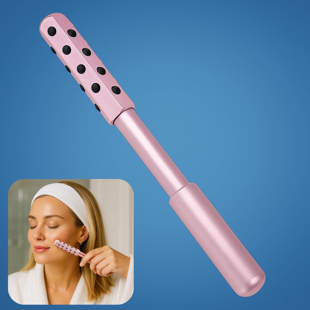 ContourEase | Face Roller Massager – Depuff & Lift Skin – Smooth Metal Cooling Design – Boost Circulation & Glow for Cheeks Neck Face