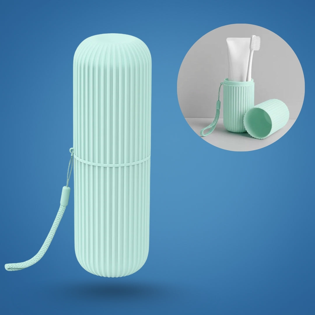 PackDental | Travel Toothbrush Case – Mouthwash Cup Included – Compact Dust‑proof Design – Hygienic Oral Care for Travel & Holidays