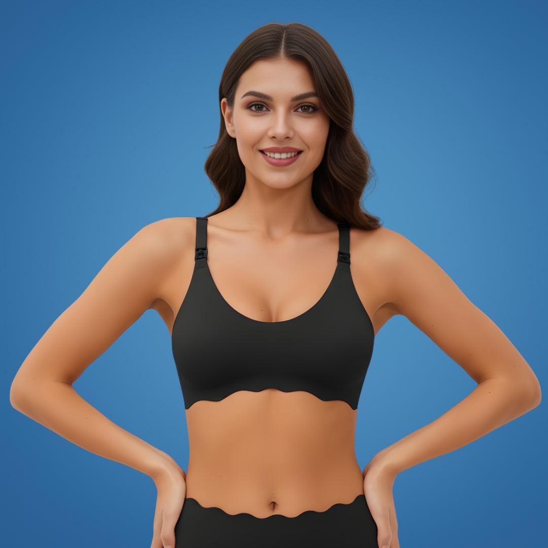 MumEase | Wireless Nursing Bra – One-Hand Snap Access – Ultra-Thin Breathable Support – All-Day Comfort for Breastfeeding Mums