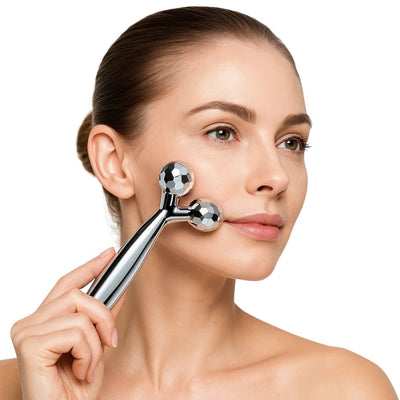 GlowRoller | Face Roller Massager – Depuffing & Lift – Metal Rolling Heads – Daily Spa Facial