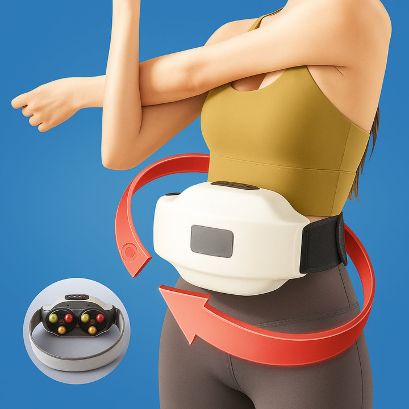 CoreCalm | Abdominal Heating Massager – Heat Light Massage – Adjustable Wireless Belt – Relief for Period Cramps & Bloating