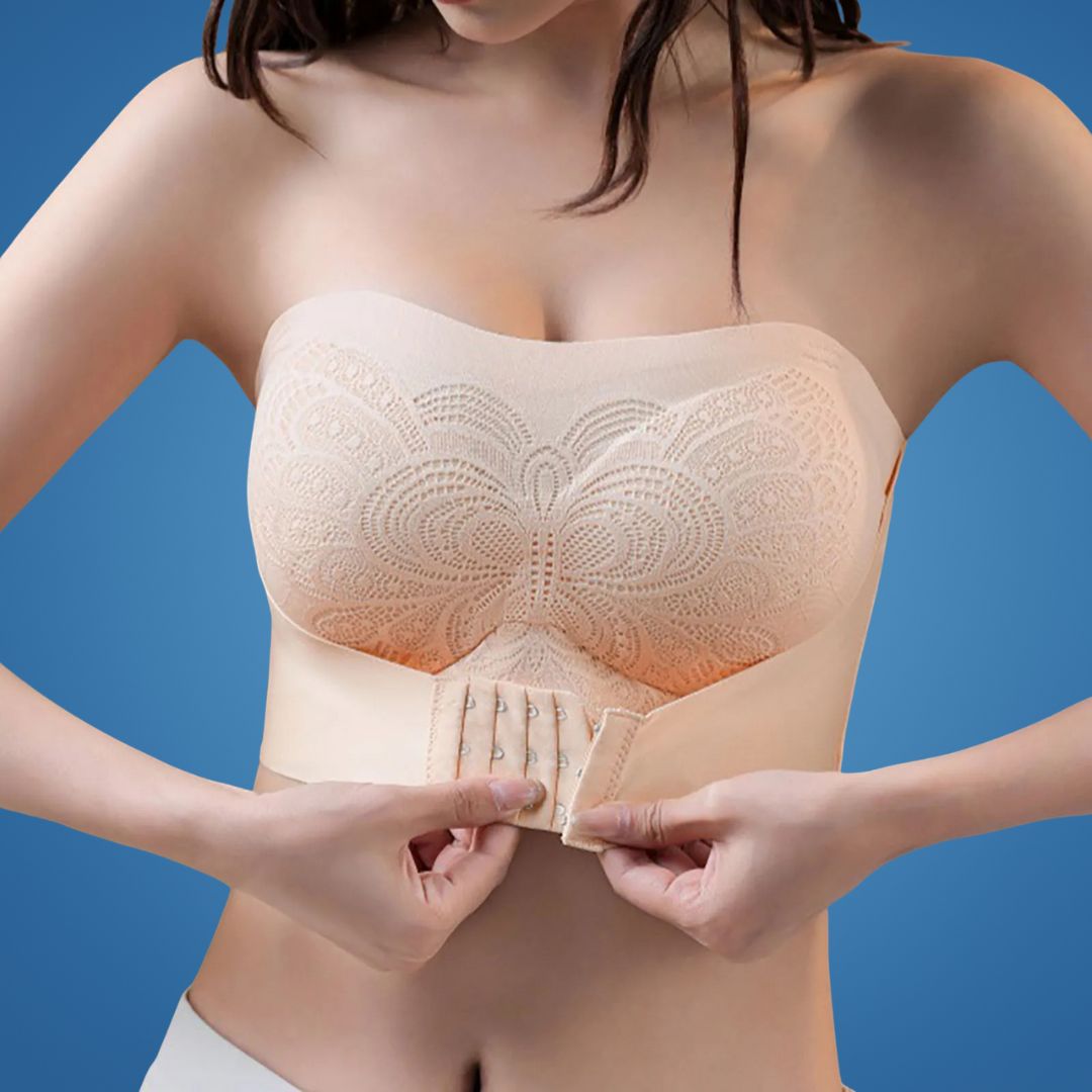PostureEase | Strapless Posture Bra – Front-Closure Convenience – Light Soft Fabric – Comfortable Support – Improves Posture Under Outfits