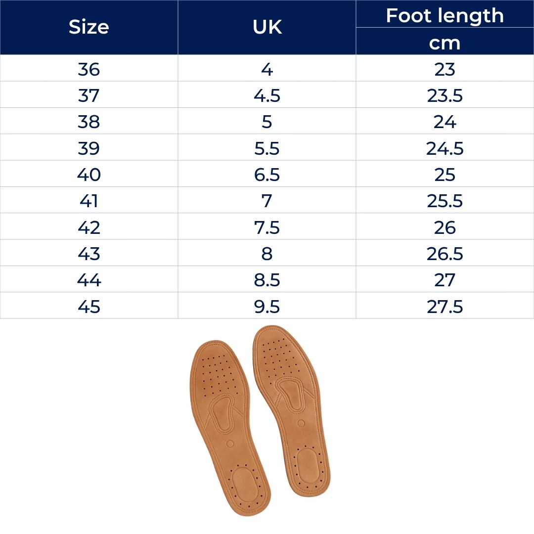 StrideGuard | Shock Absorbing Leather Insoles – Foot & Heel Pain Relief – Genuine Leather Arch Support – All-Day Standing & Walking