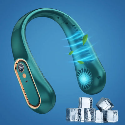 CoolEase | Portable Neck Fan – Hands‑Free Bladeless Cooling – Five‑Speed USB‑C – Travel Office Commuters