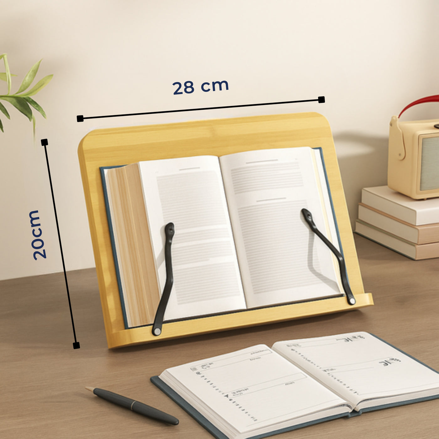 PageLift | Book stand – Foldable Adjustable – Wooden Stable Frame – Cookbooks Tablets and Hands-free Reading