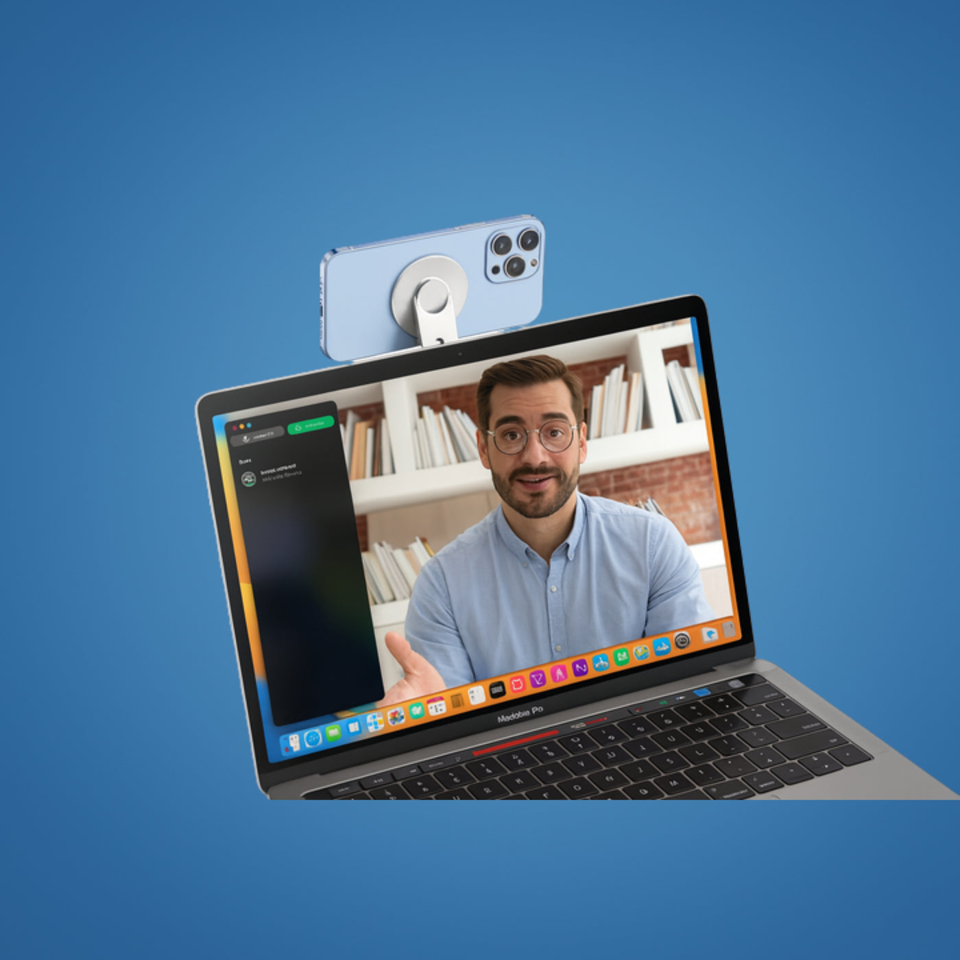 MagnaHold | Laptop Phone Mount – Magnetic Grip – 360° Adjustable Arm – Secure Hands-Free Viewing at Desk