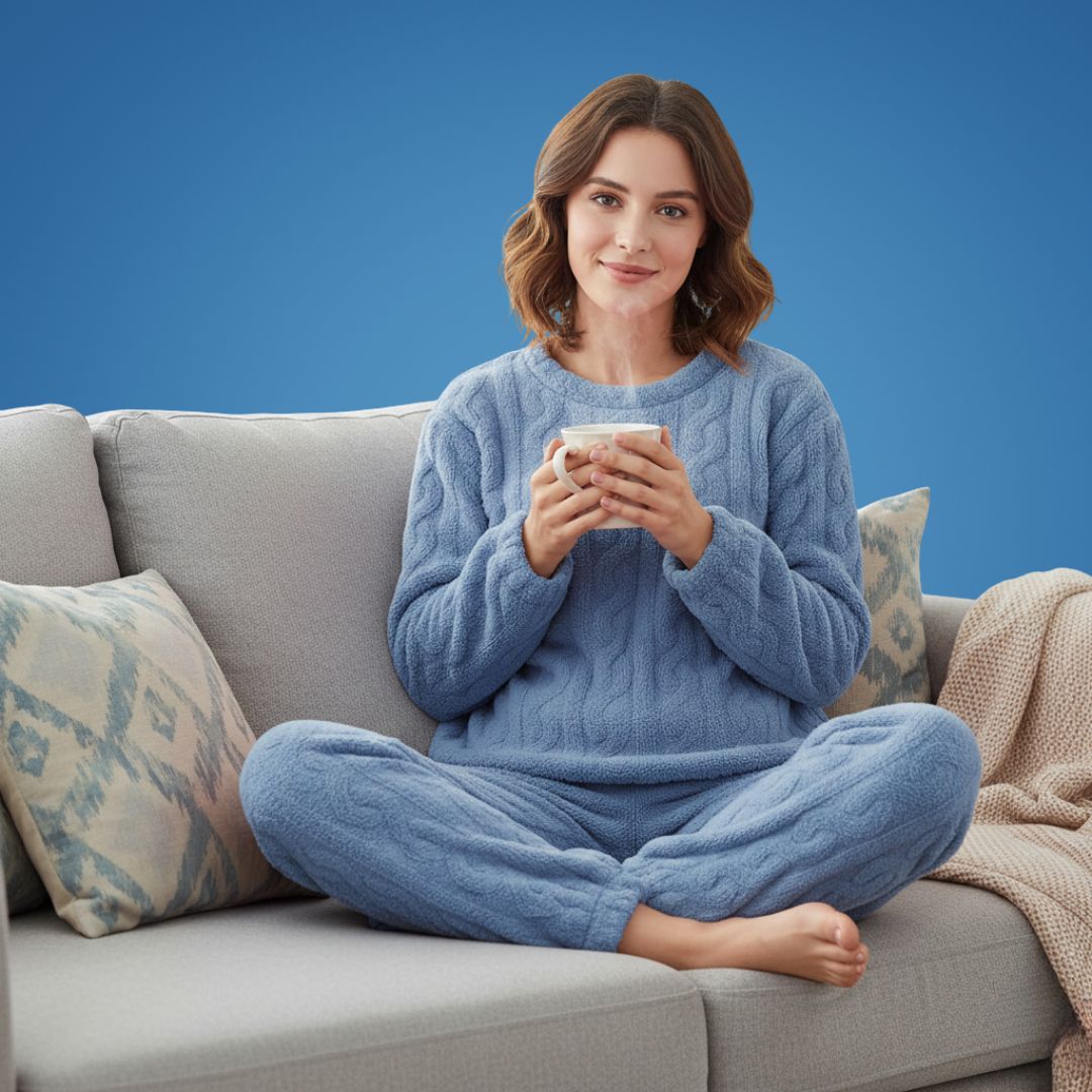 CosyAura | Warm Flannel Pyjamas – Thermal Insulation – Extra-Thick Soft Fabric – Women’s Winter Loungewear for Cosy Sleep and Warm Comfort