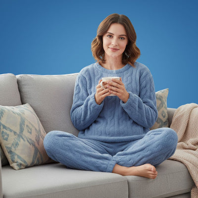 CosyAura | Warm Flannel Pyjamas – Thermal Insulation – Extra-Thick Soft Fabric – Women’s Winter Loungewear for Cosy Sleep and Warm Comfort