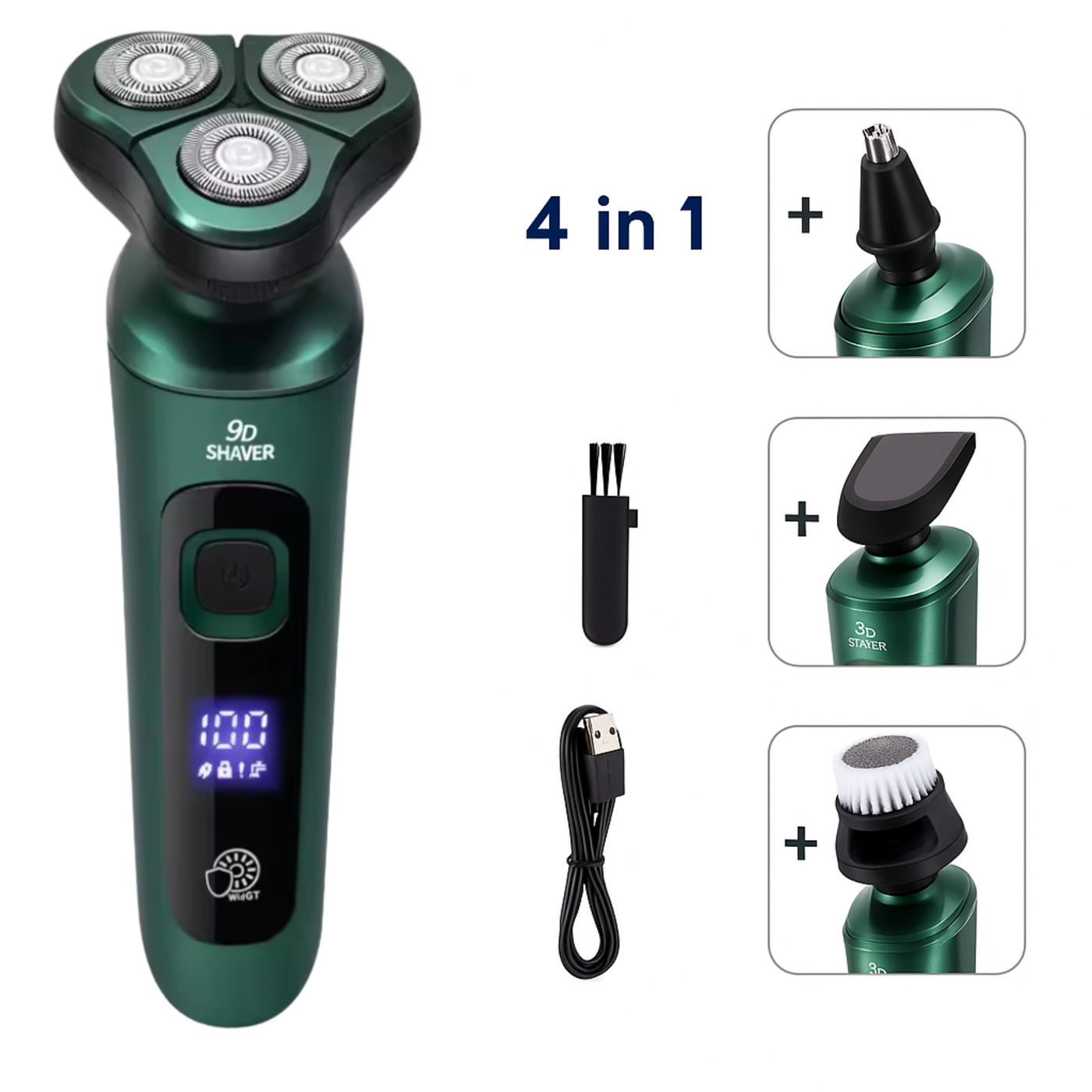 SmoothEdge | Electric Shaver for Men - 4-in-1 Grooming – Waterproof – LED Display – USB Rechargeable – Wet and Dry Shaving