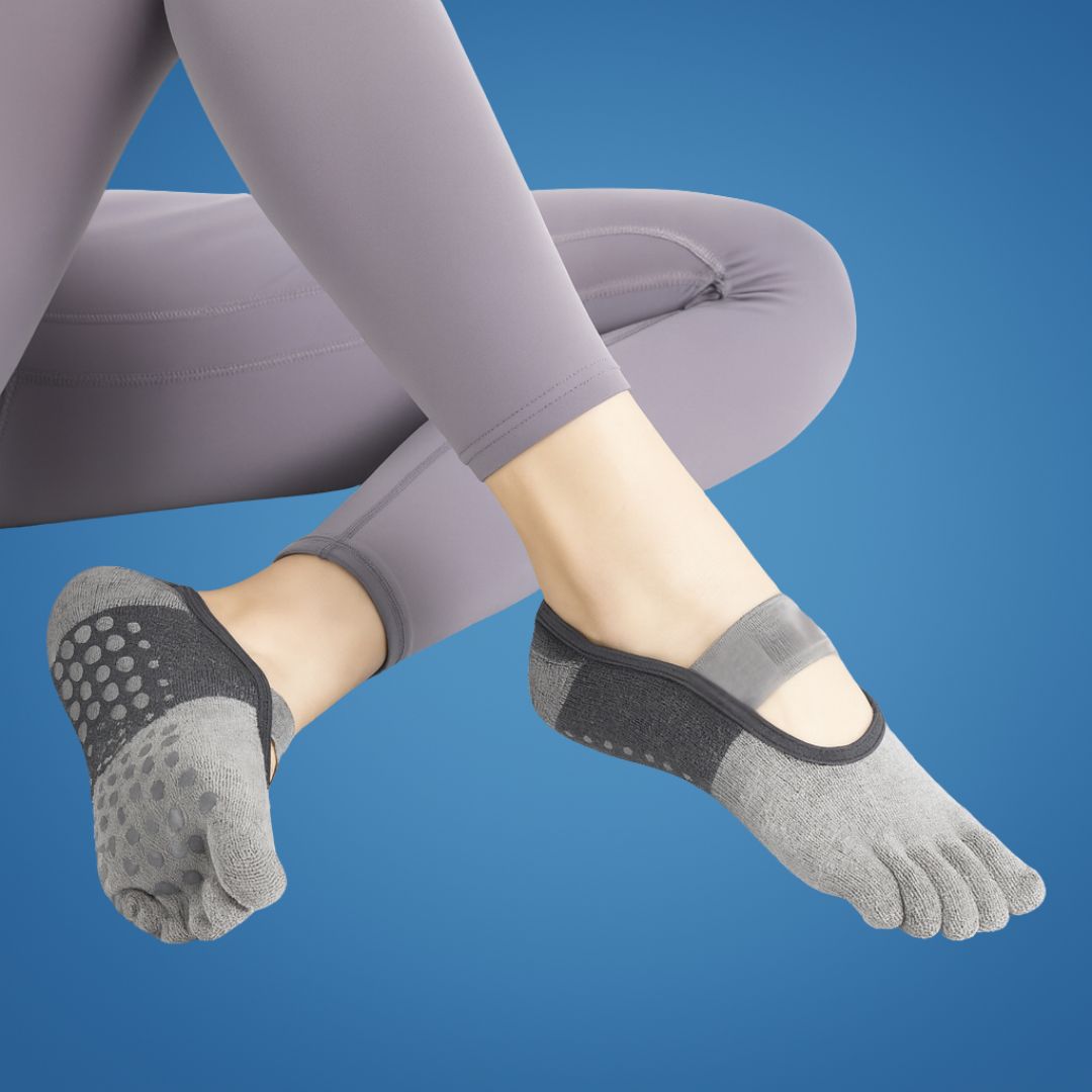 GripAlign | Pilates Five-Toe Grip Socks – Non-Slip Balance & Hygiene – Rubberised Dot Traction – Women’s Studio Confidence & Comfort