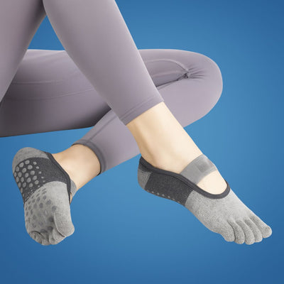 GripAlign | Pilates Five-Toe Grip Socks – Non-Slip Balance & Hygiene – Rubberised Dot Traction – Women’s Studio Confidence & Comfort