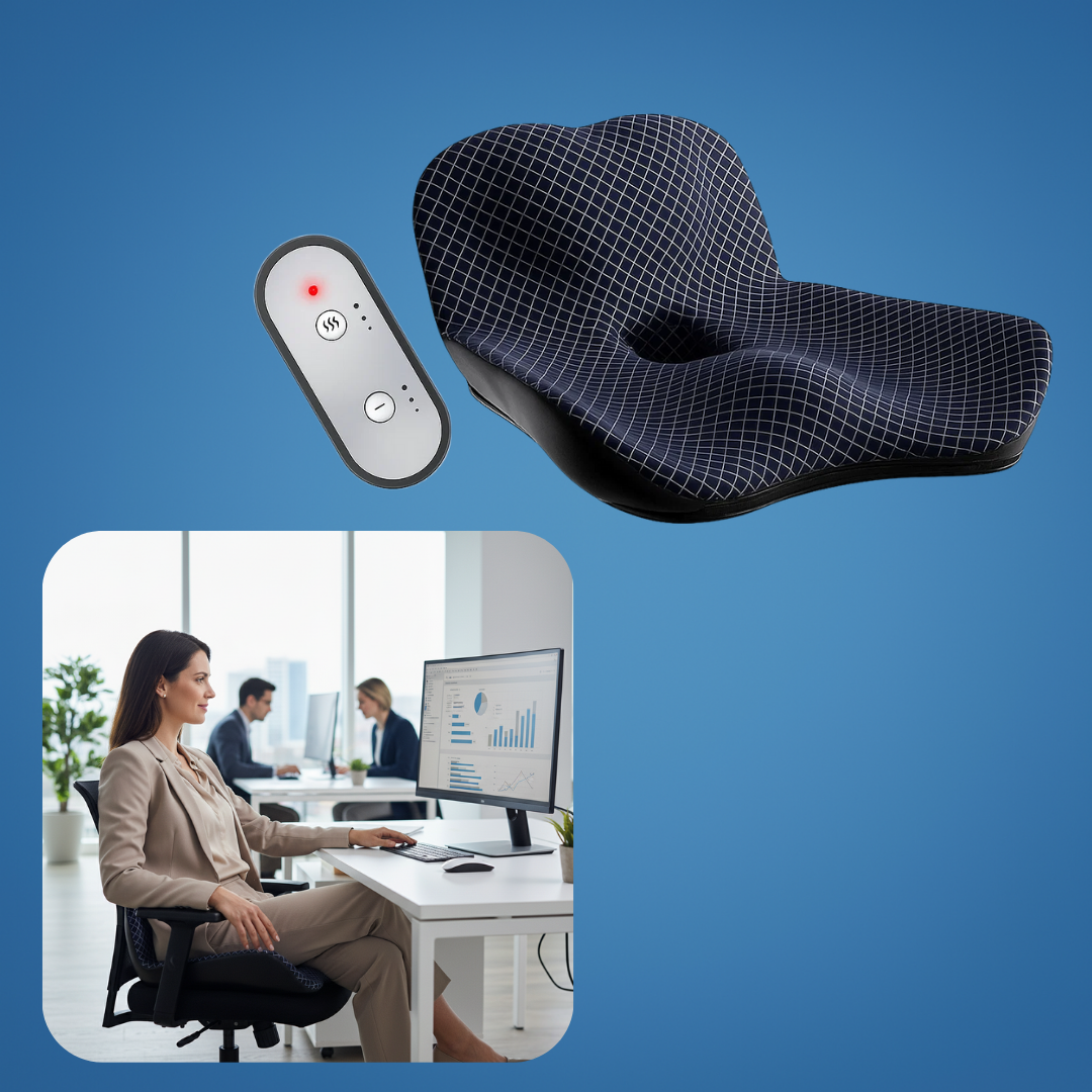 ReliefSeat | Haemorrhoid Seat Cushion – Memory Foam Pressure Relief – Warmth & Vibration Massage – Office Car Long Sitting Comfort