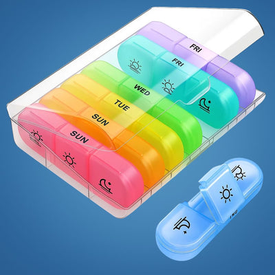 MediTrack | Weekly Pill Organizer – Improves Medication Adherence - Easy‑Open Large Compartments – BPA‑Free Durable – Travel & Seniors
