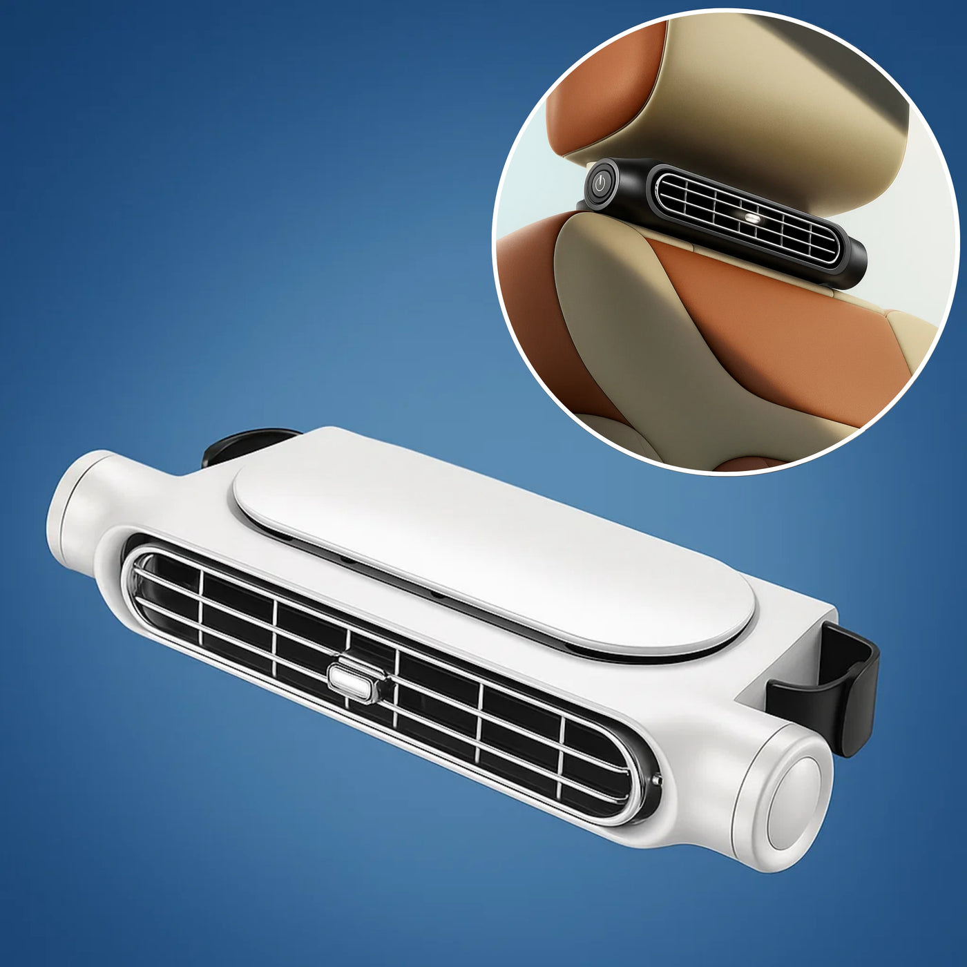 CoolDrive | USB Car Seat Cooling Fan – Adjustable 3‑Speed – Quiet USB‑Powered – Velcro Headrest Clip for Drivers Passengers Pets