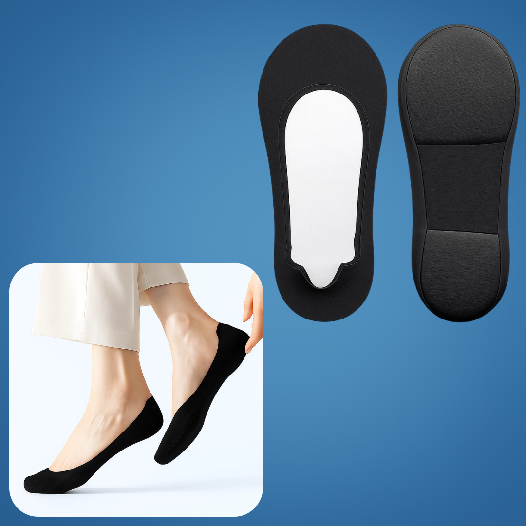 ComfyStride | No-Show Padded Socks – Shock Absorbing Comfort – Breathable Cotton Cushion – Anti-Slip Heel – Women All-Day Walking Relief