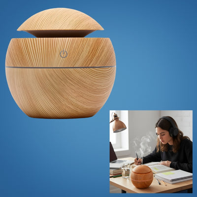 CalmaMist | Essential Oil Diffuser Humidifier – Gentle Quiet Mist & LED Night-Light – Wood Finish – Relieve Dry Air Improve Sleep Boost Comfort