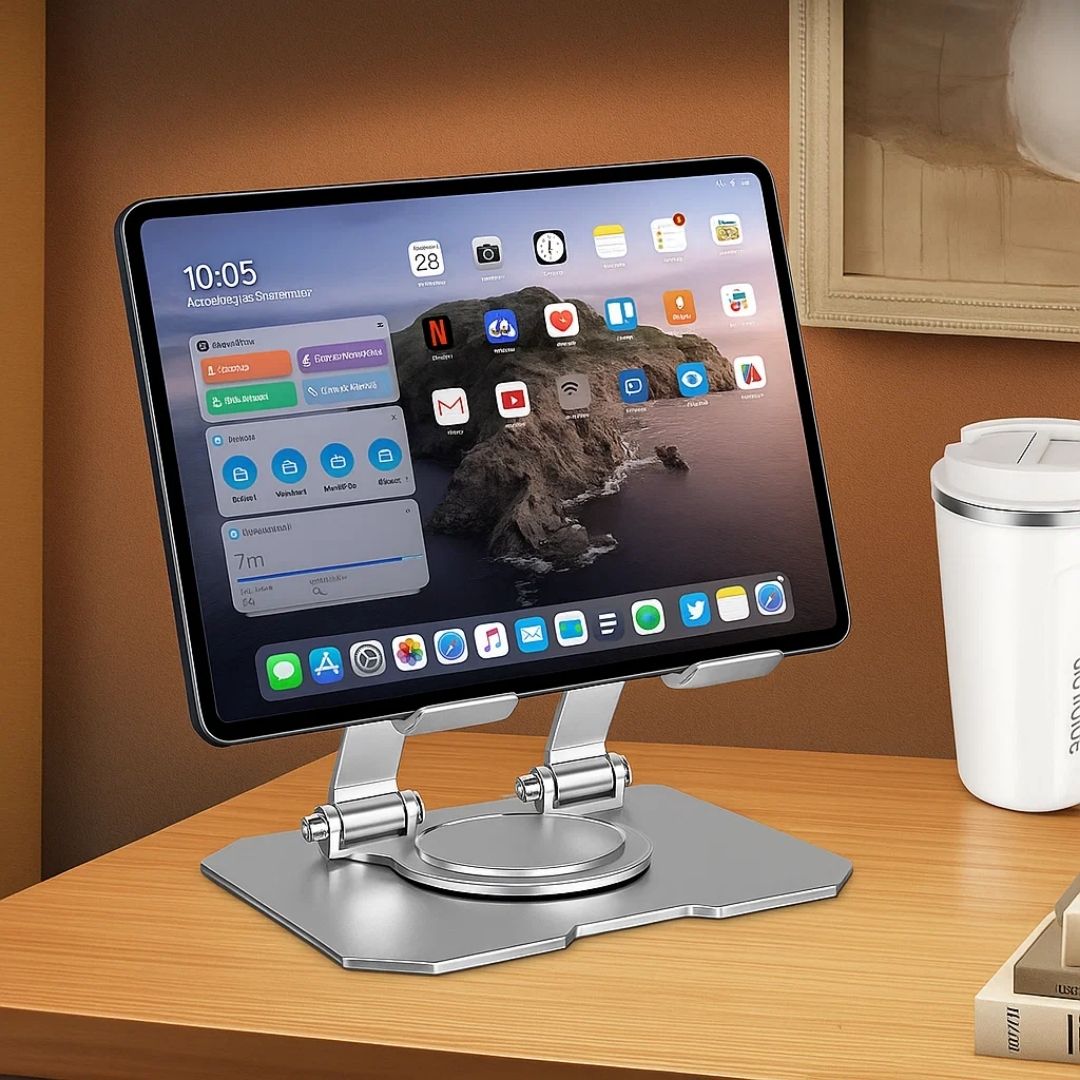 DeskEase | Adjustable Tablet Stand – Ergonomic Comfort – Foldable Anti‑Slip Design – Ideal for Work, Study, Travel & Video Calls