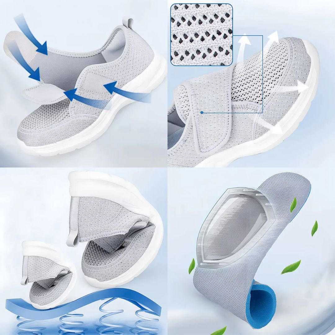 EaseStride | Orthopedic Shoes for Swollen Feet – Adjustable Velcro Straps – Breathable Cushioned Insole – Ideal for Elderly Comfort