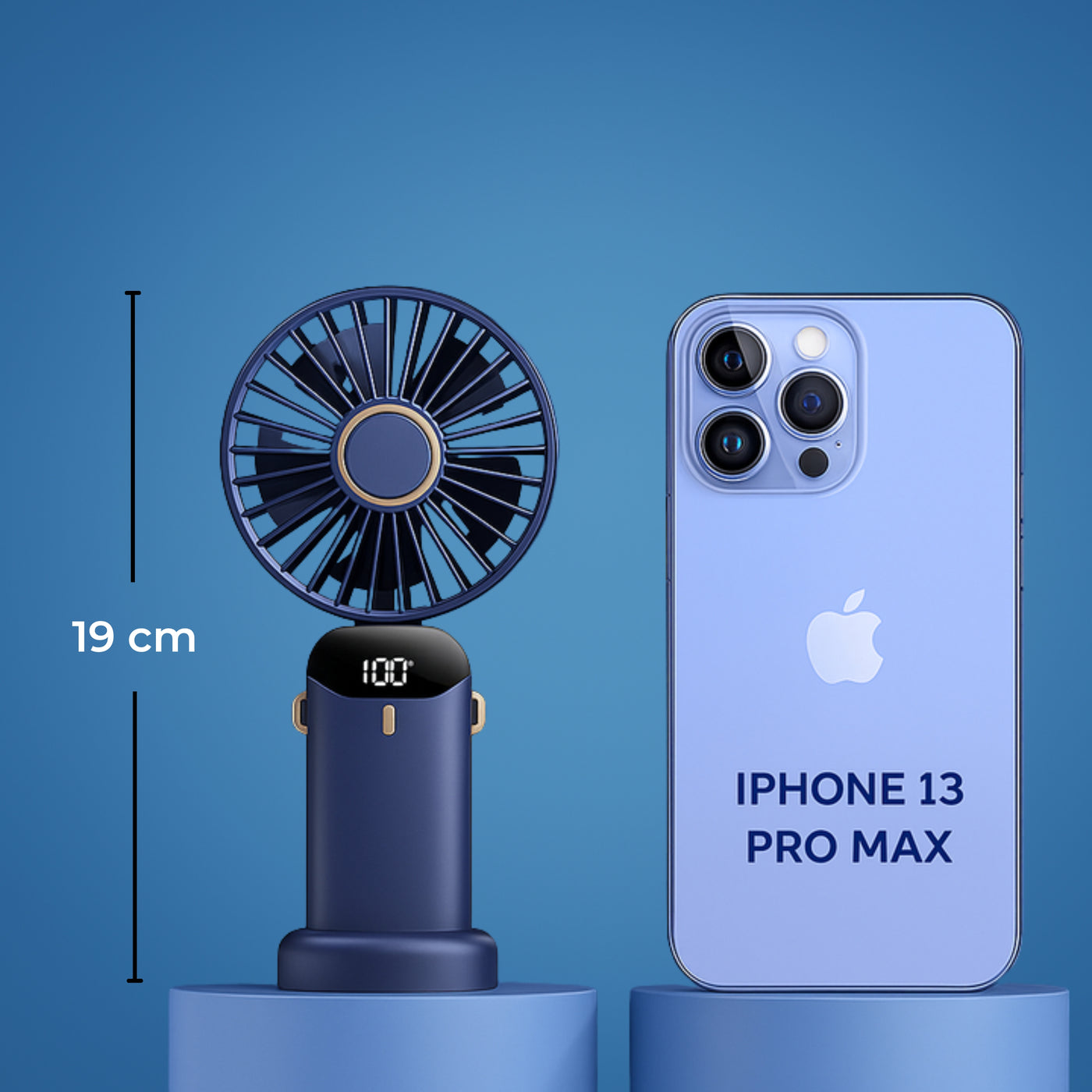 AeroChill | Mini Handheld Fan – Long-Life Battery – Quiet 5-Speed Airflow – Ideal for Travel & Desk Use